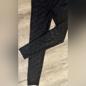 Forever 21, Sheer Floral Lace Black Leggings, Size Medium